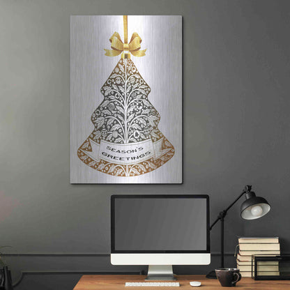 Luxe Metal Art 'Season's Greetings Ornament' by Cindy Jacobs, Metal Wall Art,24x36