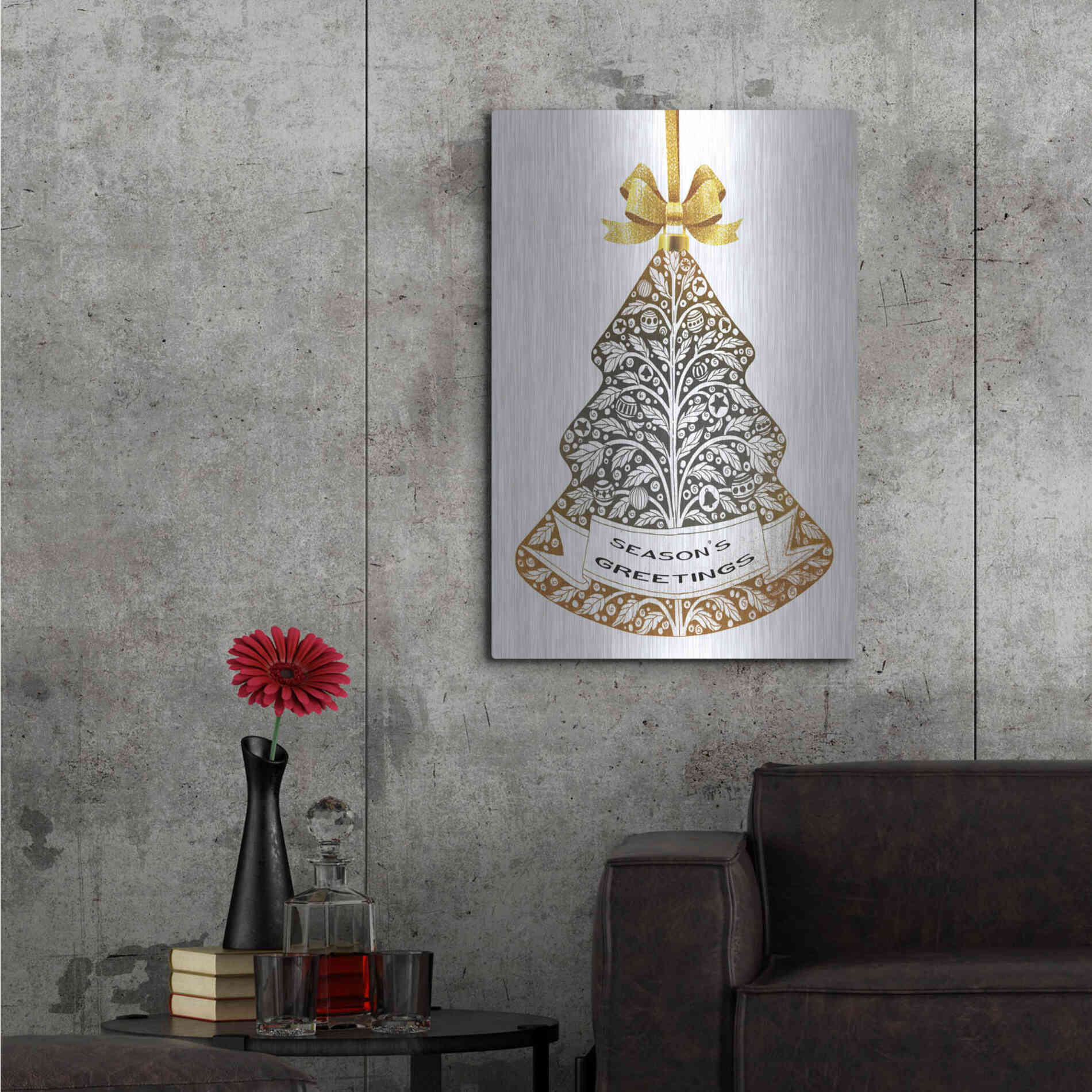 Luxe Metal Art 'Season's Greetings Ornament' by Cindy Jacobs, Metal Wall Art,24x36