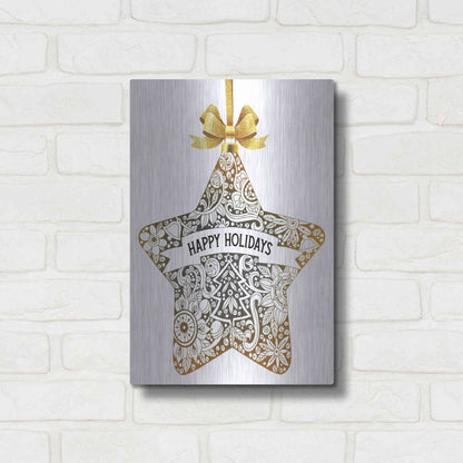 Luxe Metal Art 'Happy Holidays Star Ornament' by Cindy Jacobs, Metal Wall Art,12x16