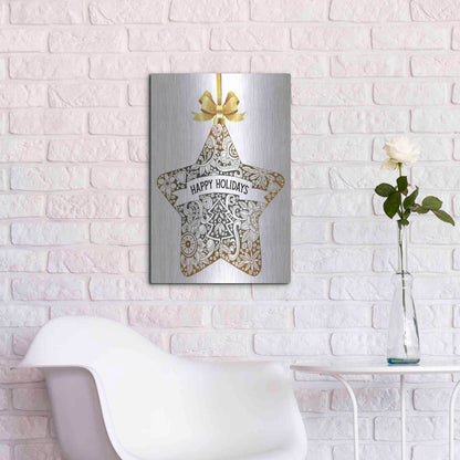 Luxe Metal Art 'Happy Holidays Star Ornament' by Cindy Jacobs, Metal Wall Art,16x24