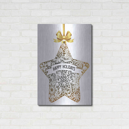Luxe Metal Art 'Happy Holidays Star Ornament' by Cindy Jacobs, Metal Wall Art,24x36