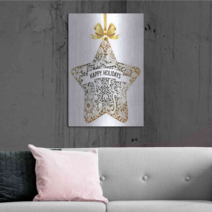Luxe Metal Art 'Happy Holidays Star Ornament' by Cindy Jacobs, Metal Wall Art,24x36