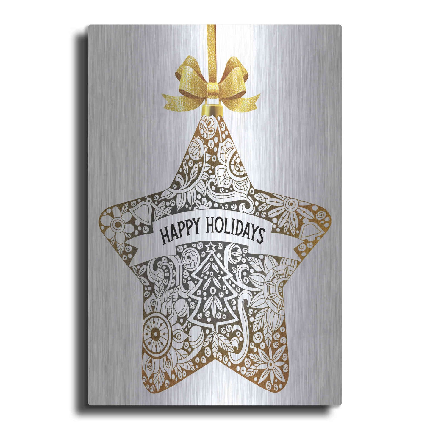 Luxe Metal Art 'Happy Holidays Star Ornament' by Cindy Jacobs, Metal Wall Art