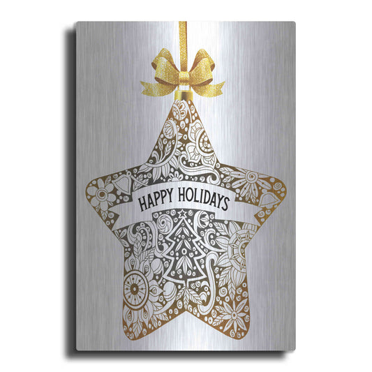 Luxe Metal Art 'Happy Holidays Star Ornament' by Cindy Jacobs, Metal Wall Art