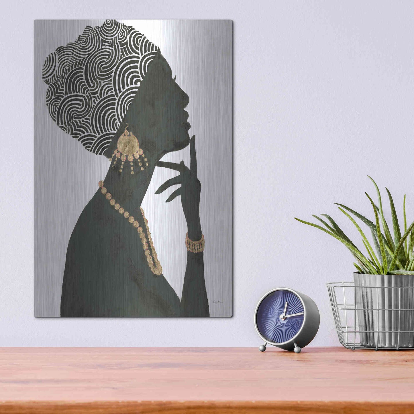 Luxe Metal Art 'Graceful Majesty I' by Emily Adams, Metal Wall Art,12x16