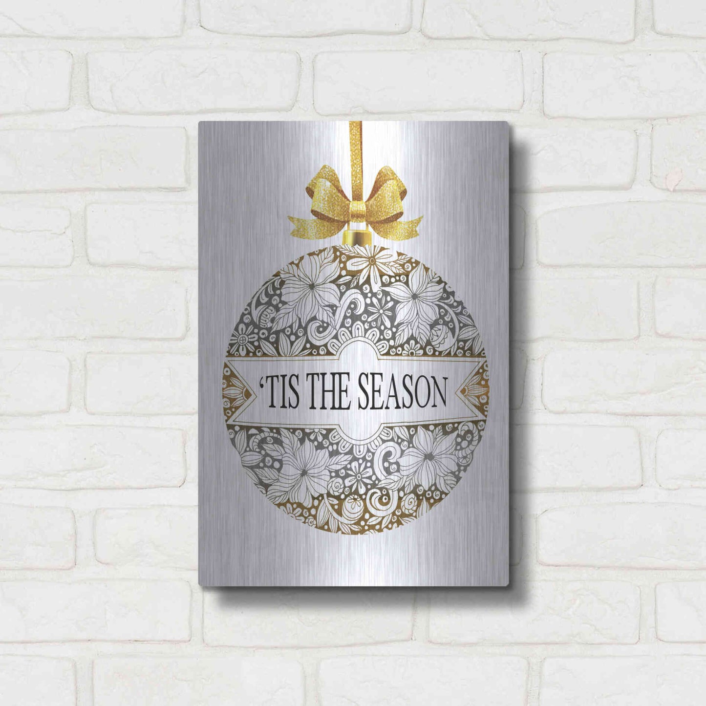 Luxe Metal Art 'Tis the Season Ornament' by Cindy Jacobs, Metal Wall Art,12x16