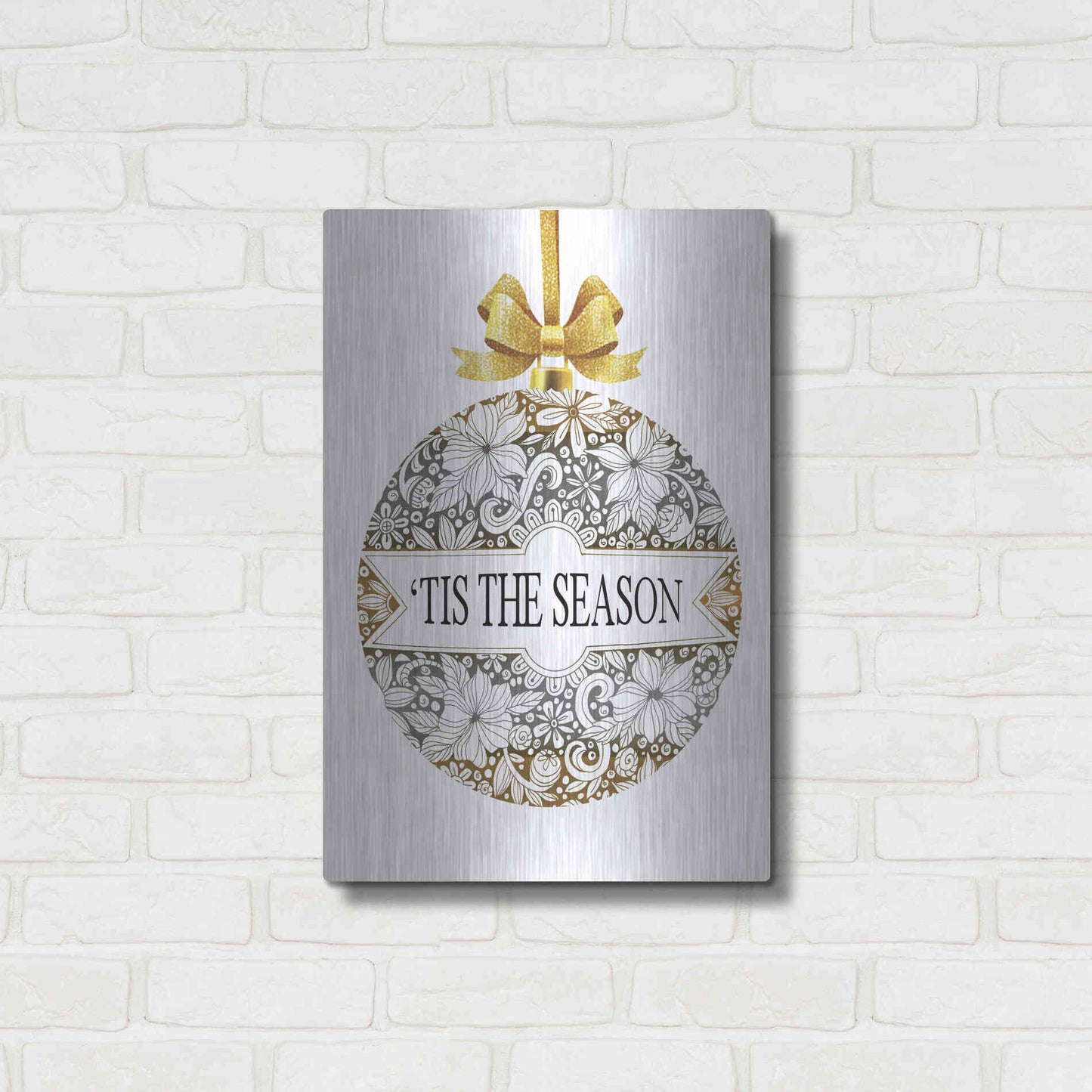 Luxe Metal Art 'Tis the Season Ornament' by Cindy Jacobs, Metal Wall Art,16x24