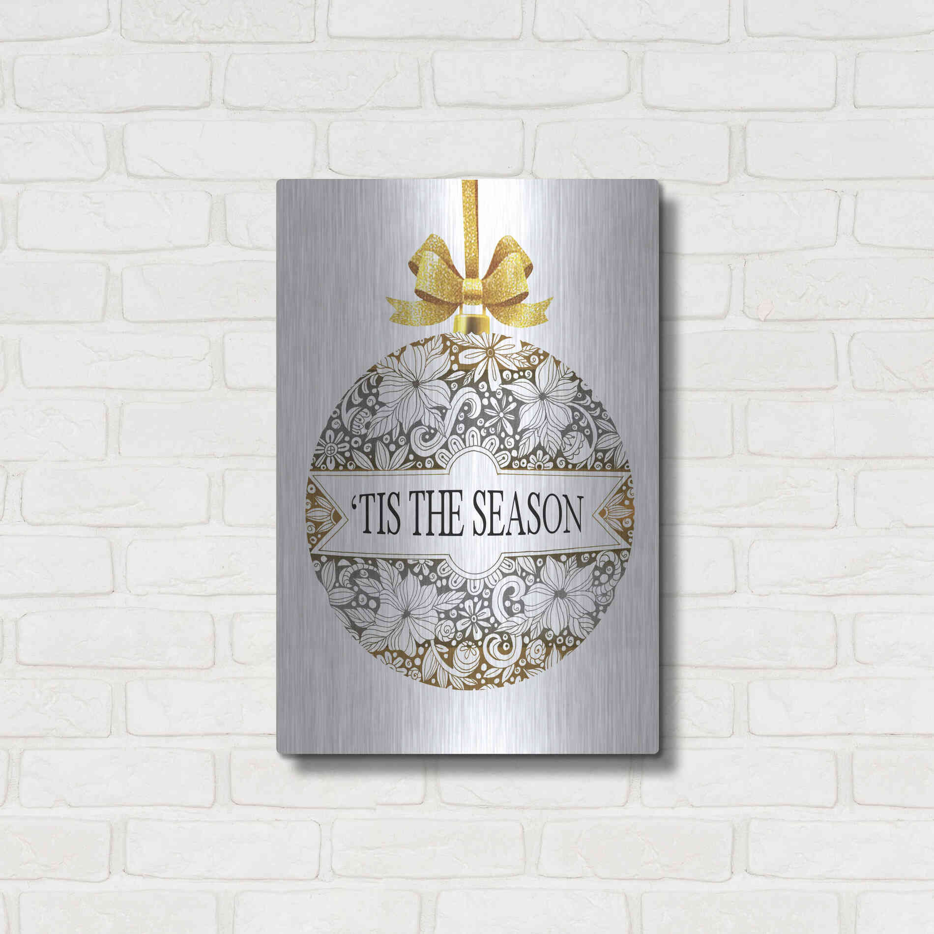 Luxe Metal Art 'Tis the Season Ornament' by Cindy Jacobs, Metal Wall Art,16x24