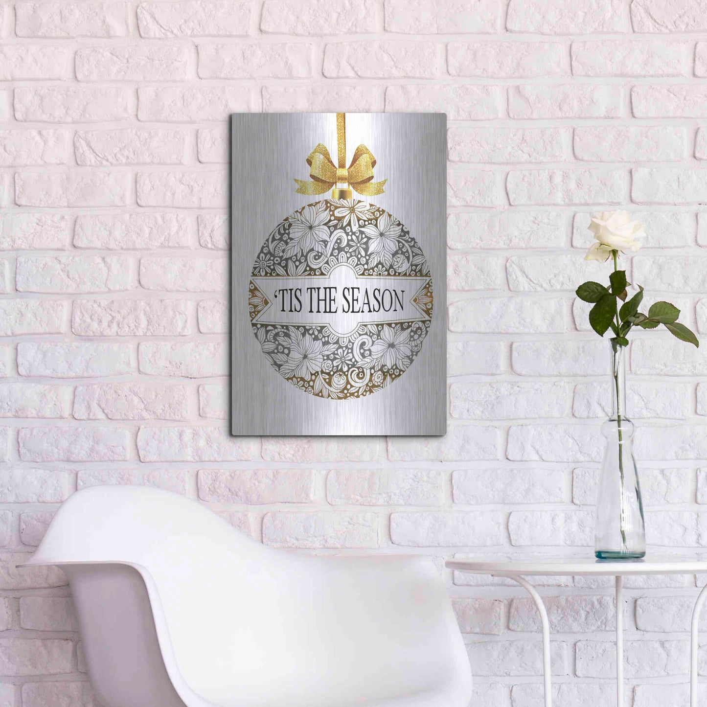 Luxe Metal Art 'Tis the Season Ornament' by Cindy Jacobs, Metal Wall Art,16x24