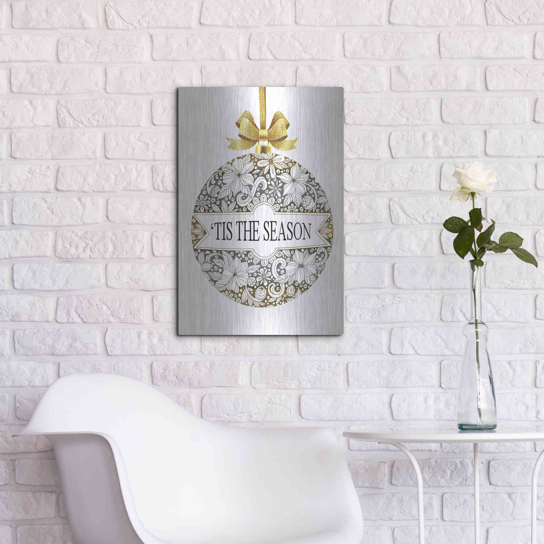 Luxe Metal Art 'Tis the Season Ornament' by Cindy Jacobs, Metal Wall Art,16x24