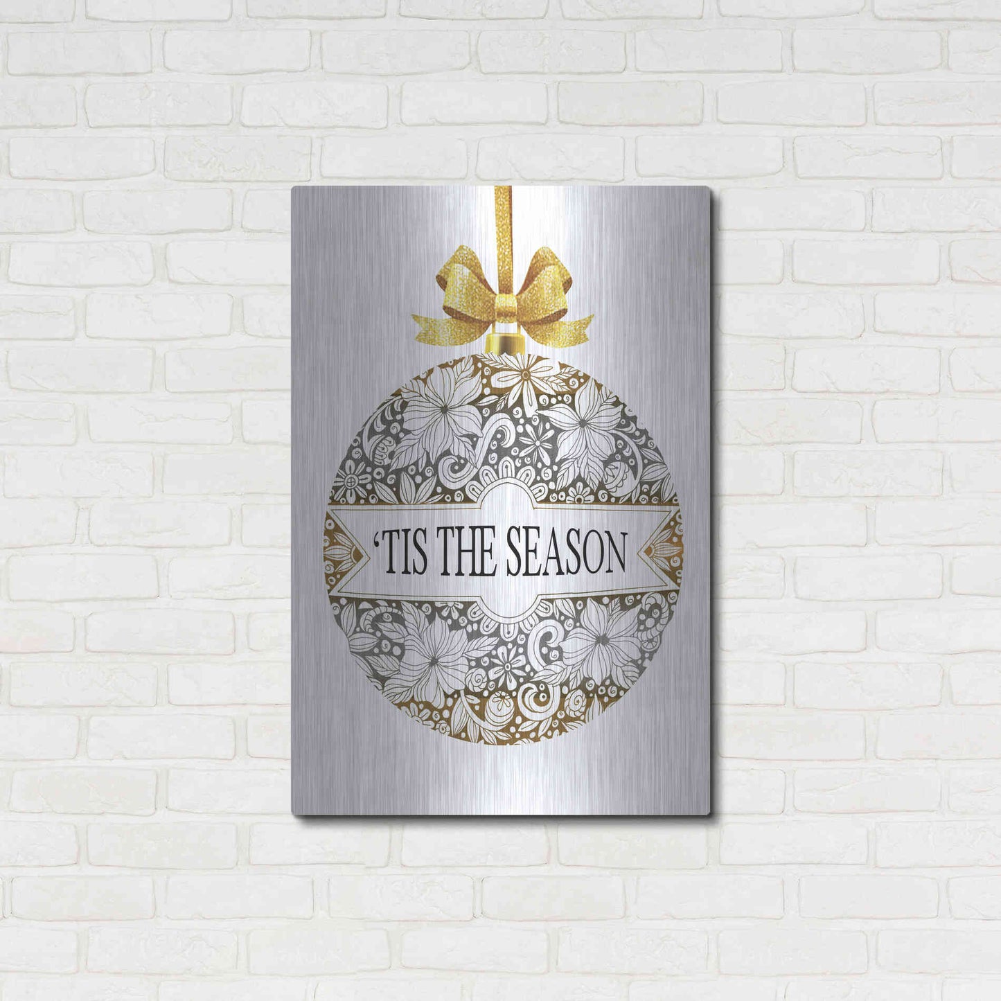 Luxe Metal Art 'Tis the Season Ornament' by Cindy Jacobs, Metal Wall Art,24x36