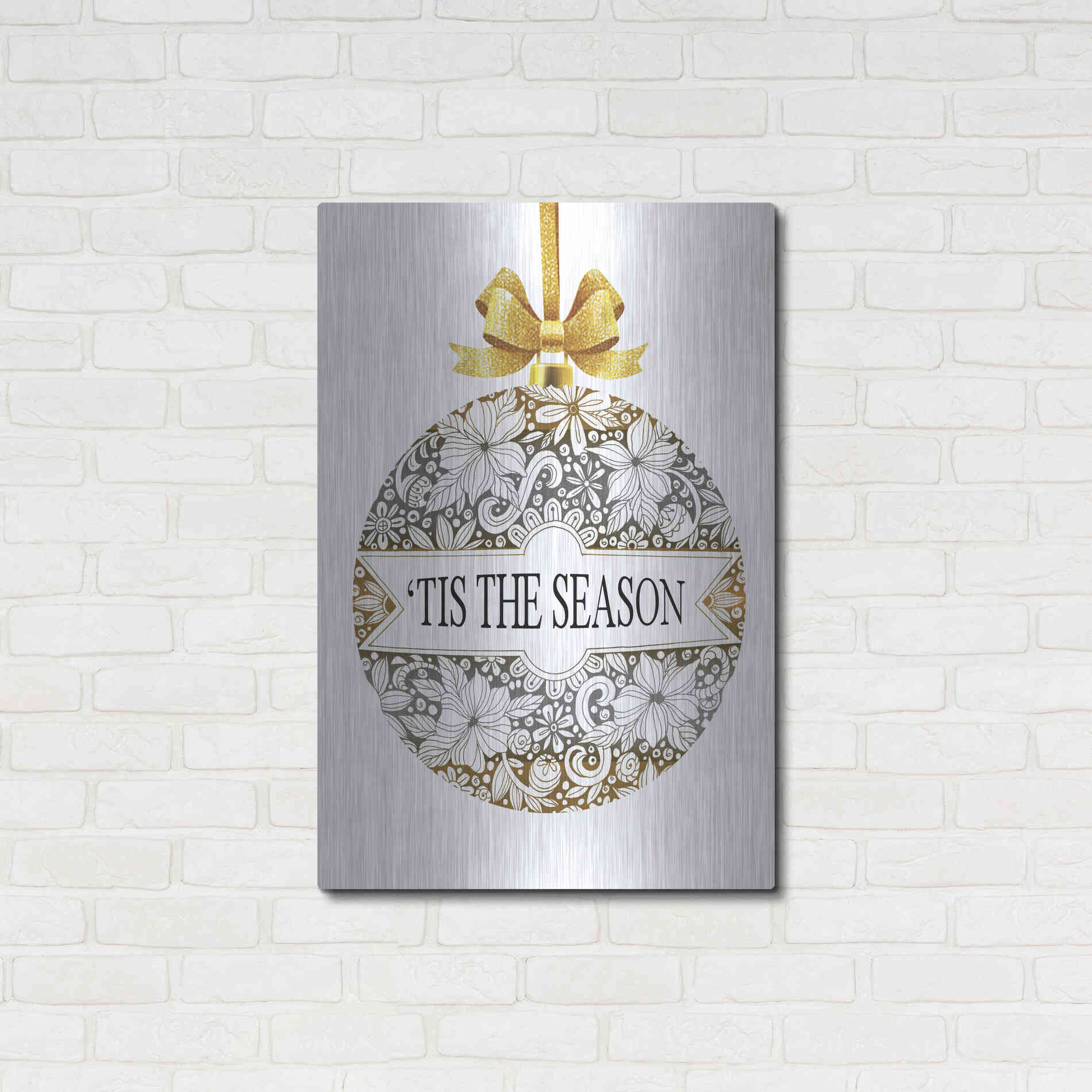 Luxe Metal Art 'Tis the Season Ornament' by Cindy Jacobs, Metal Wall Art,24x36