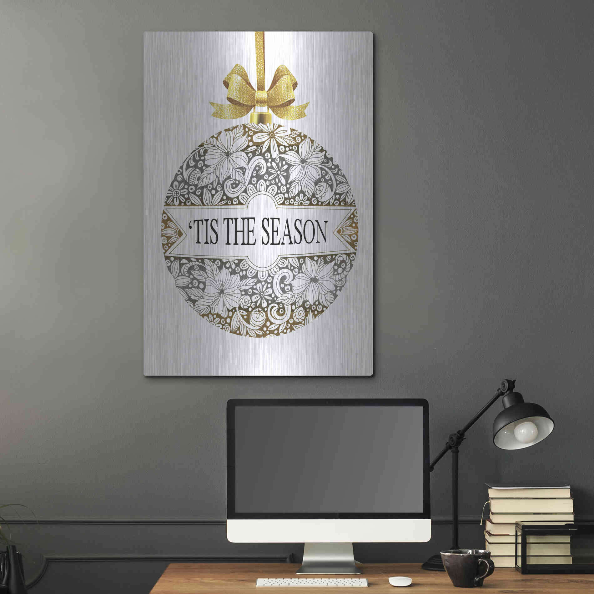 Luxe Metal Art 'Tis the Season Ornament' by Cindy Jacobs, Metal Wall Art,24x36