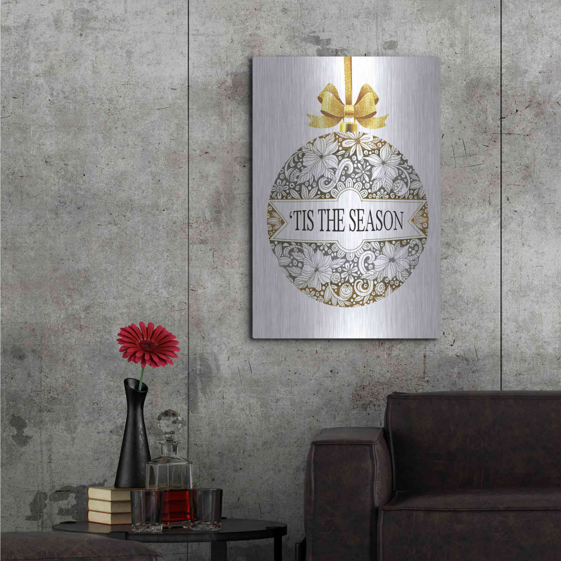 Luxe Metal Art 'Tis the Season Ornament' by Cindy Jacobs, Metal Wall Art,24x36