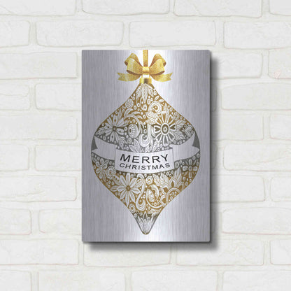 Luxe Metal Art 'Merry Christmas Ornament' by Cindy Jacobs, Metal Wall Art,12x16