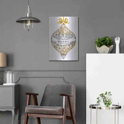 Luxe Metal Art 'Merry Christmas Ornament' by Cindy Jacobs, Metal Wall Art,16x24