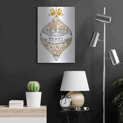 Luxe Metal Art 'Merry Christmas Ornament' by Cindy Jacobs, Metal Wall Art,16x24
