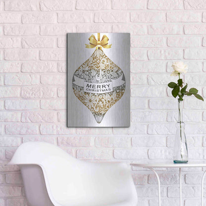 Luxe Metal Art 'Merry Christmas Ornament' by Cindy Jacobs, Metal Wall Art,16x24
