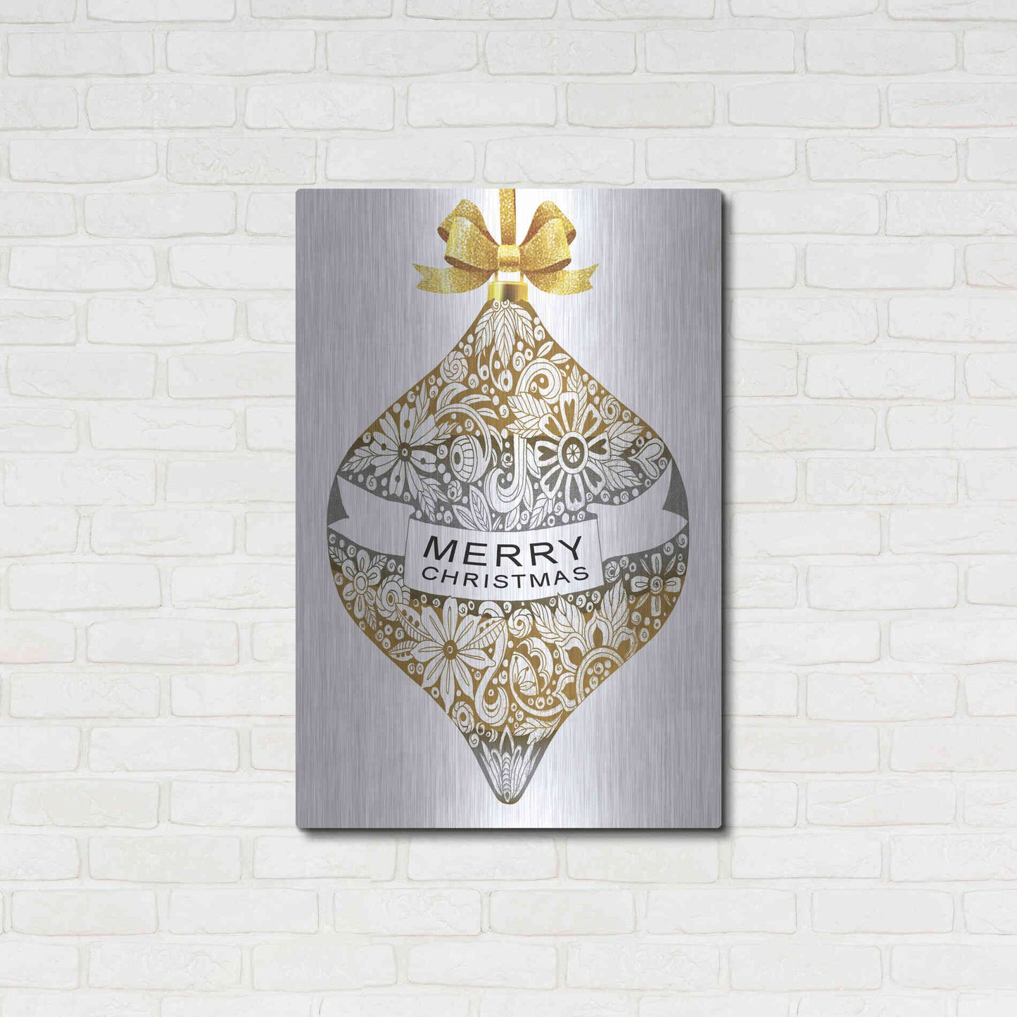 Luxe Metal Art 'Merry Christmas Ornament' by Cindy Jacobs, Metal Wall Art,24x36