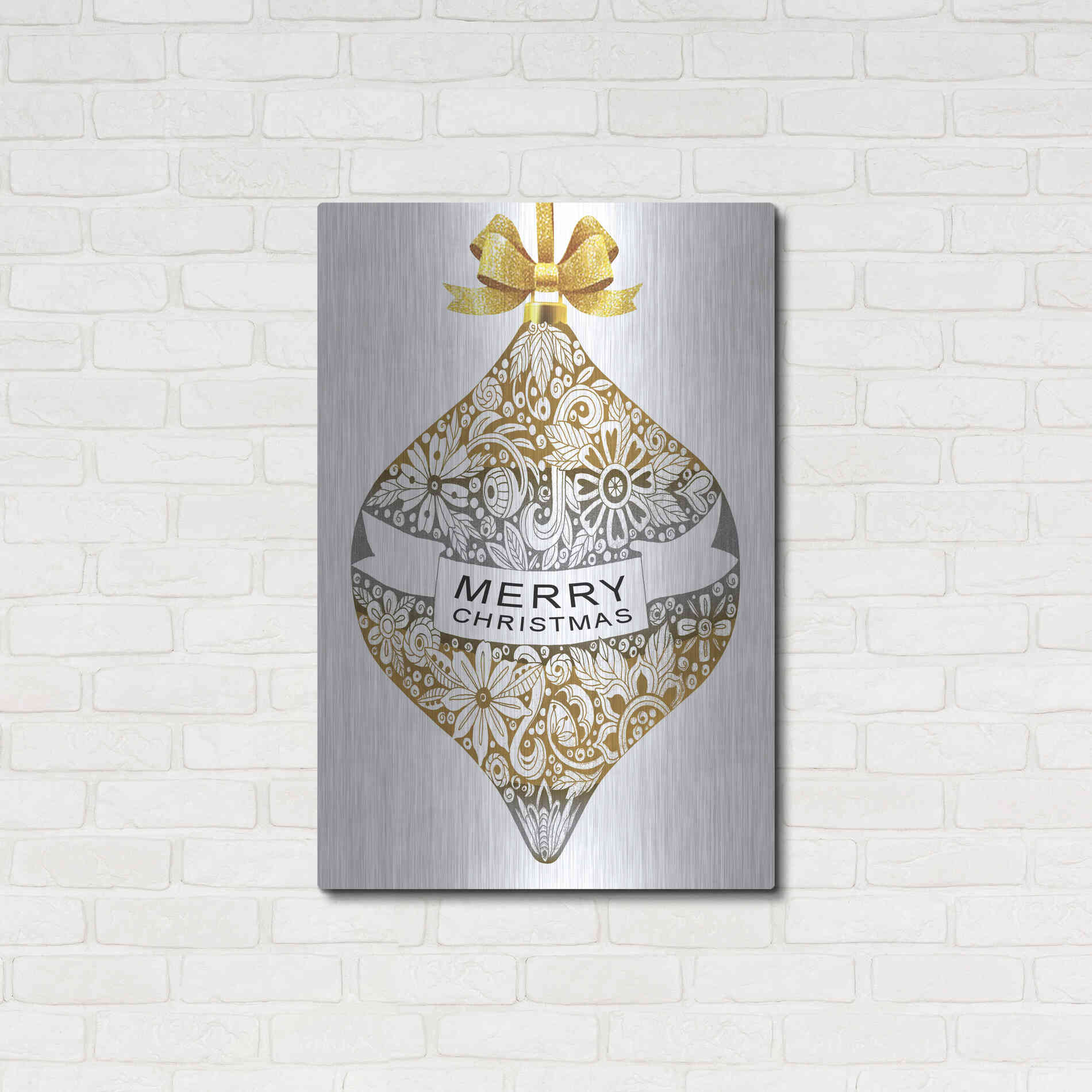 Luxe Metal Art 'Merry Christmas Ornament' by Cindy Jacobs, Metal Wall Art,24x36