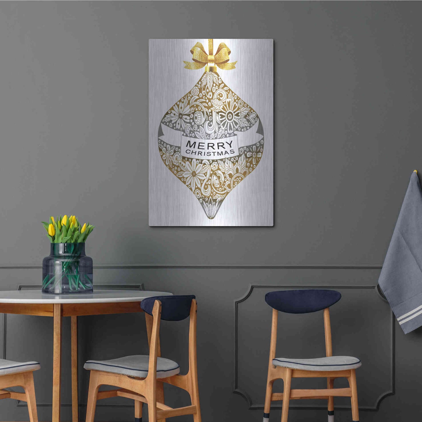Luxe Metal Art 'Merry Christmas Ornament' by Cindy Jacobs, Metal Wall Art,24x36