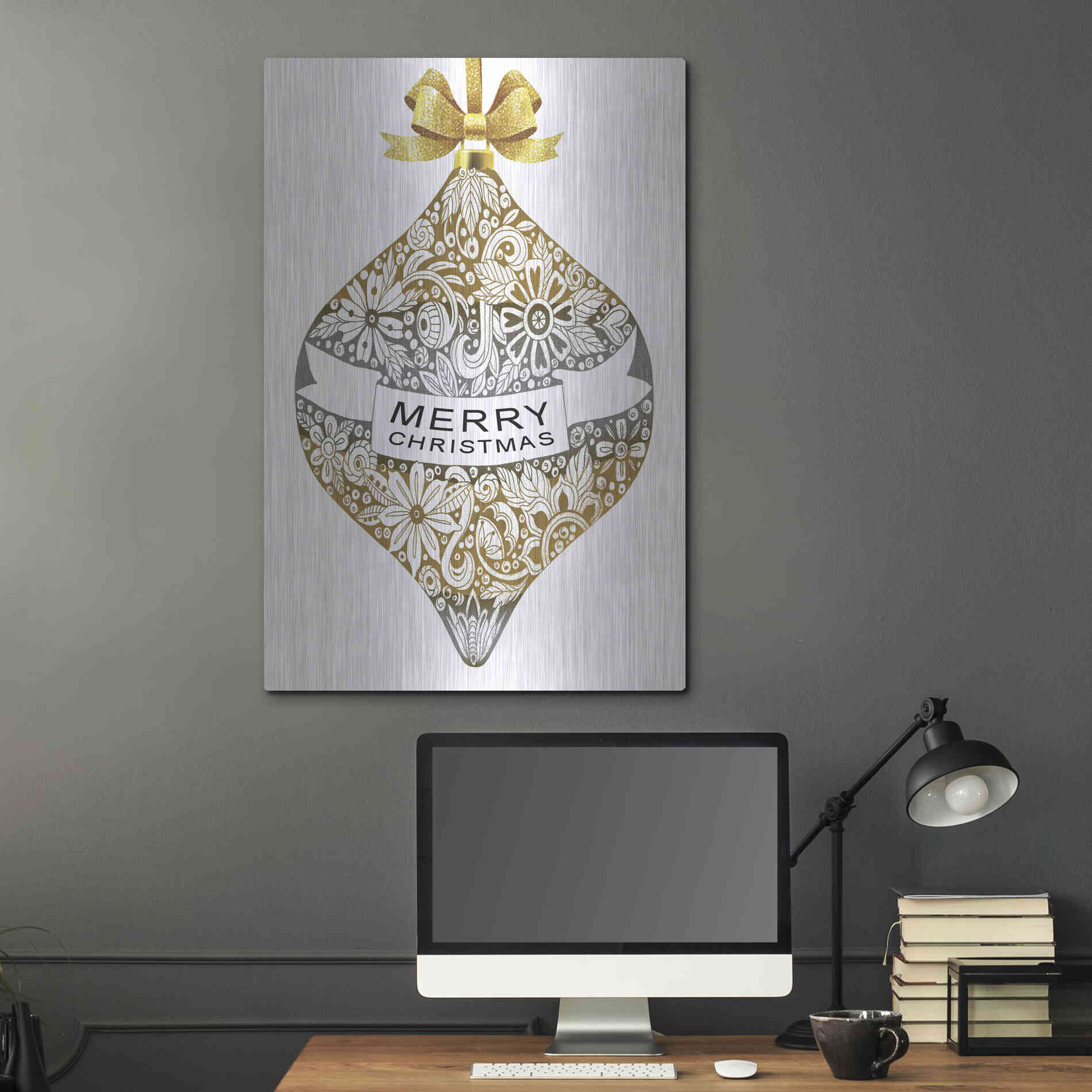 Luxe Metal Art 'Merry Christmas Ornament' by Cindy Jacobs, Metal Wall Art,24x36
