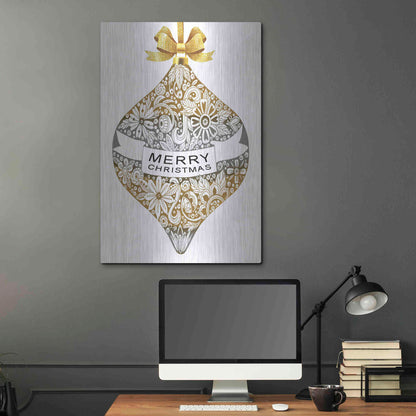 Luxe Metal Art 'Merry Christmas Ornament' by Cindy Jacobs, Metal Wall Art,24x36
