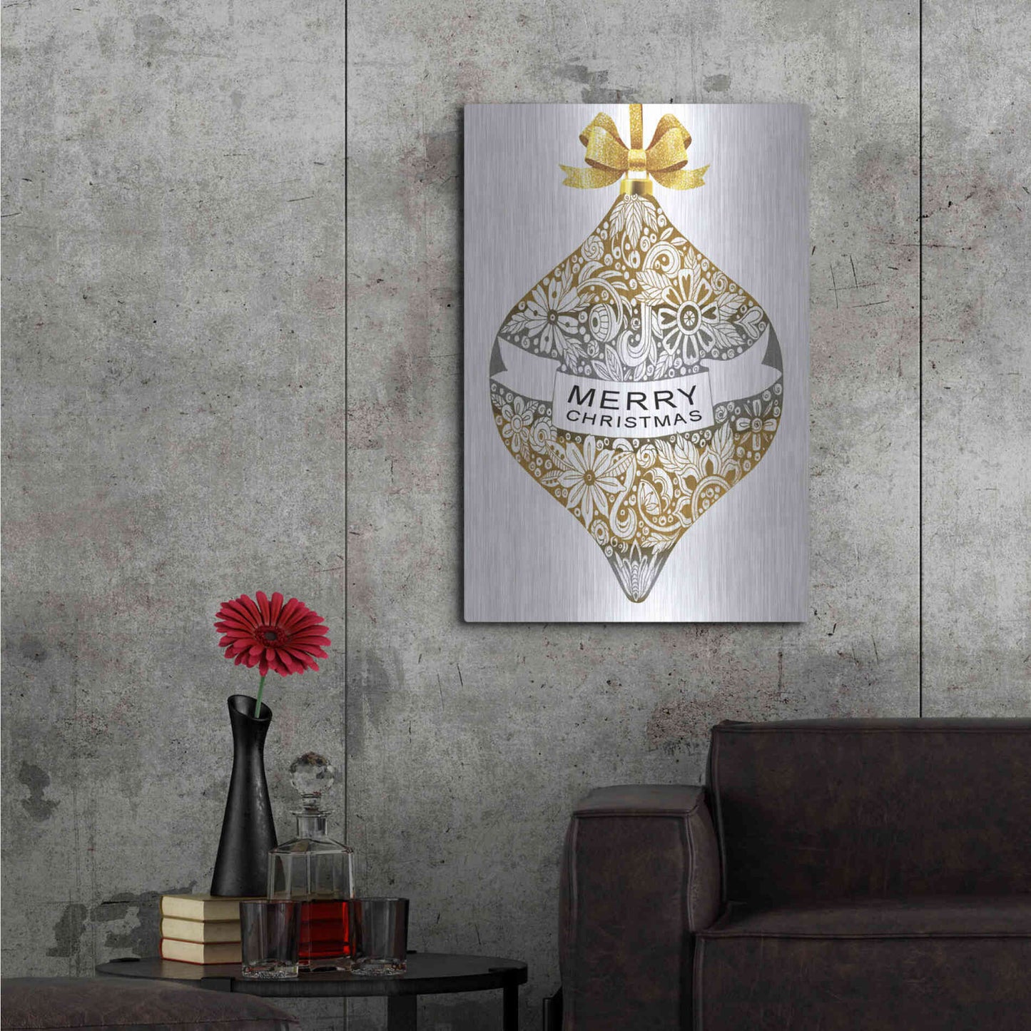 Luxe Metal Art 'Merry Christmas Ornament' by Cindy Jacobs, Metal Wall Art,24x36