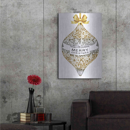 Luxe Metal Art 'Merry Christmas Ornament' by Cindy Jacobs, Metal Wall Art,24x36