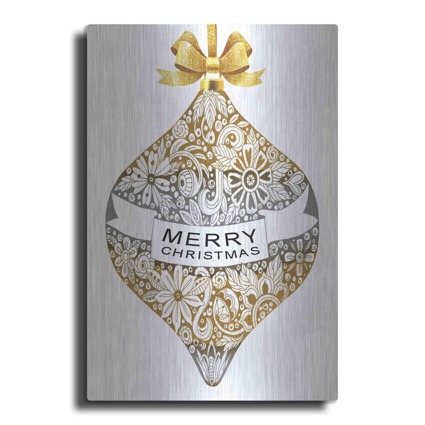 Luxe Metal Art 'Merry Christmas Ornament' by Cindy Jacobs, Metal Wall Art