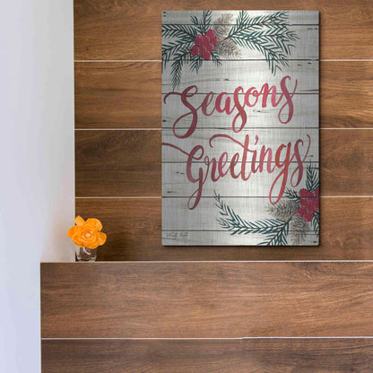 Luxe Metal Art 'Seasons Greetings' by Cindy Jacobs, Metal Wall Art,12x16
