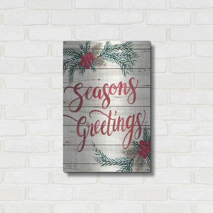 Luxe Metal Art 'Seasons Greetings' by Cindy Jacobs, Metal Wall Art,16x24