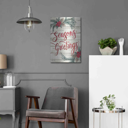 Luxe Metal Art 'Seasons Greetings' by Cindy Jacobs, Metal Wall Art,16x24