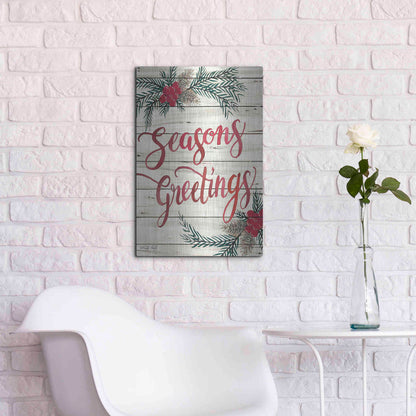 Luxe Metal Art 'Seasons Greetings' by Cindy Jacobs, Metal Wall Art,16x24