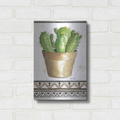 Luxe Metal Art 'Happy Cactus' by Cindy Jacobs, Metal Wall Art,12x16