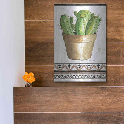 Luxe Metal Art 'Happy Cactus' by Cindy Jacobs, Metal Wall Art,12x16