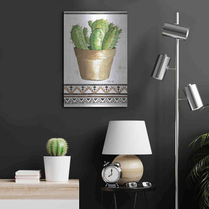 Luxe Metal Art 'Happy Cactus' by Cindy Jacobs, Metal Wall Art,16x24