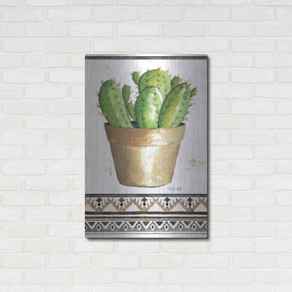 Luxe Metal Art 'Happy Cactus' by Cindy Jacobs, Metal Wall Art,24x36