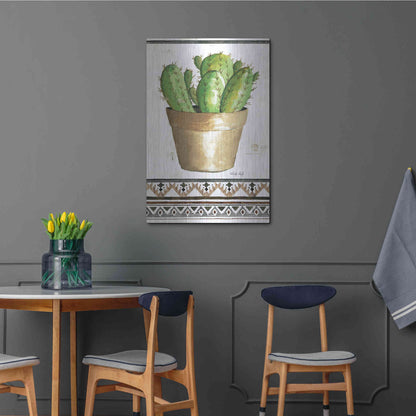 Luxe Metal Art 'Happy Cactus' by Cindy Jacobs, Metal Wall Art,24x36