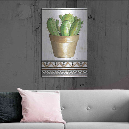 Luxe Metal Art 'Happy Cactus' by Cindy Jacobs, Metal Wall Art,24x36