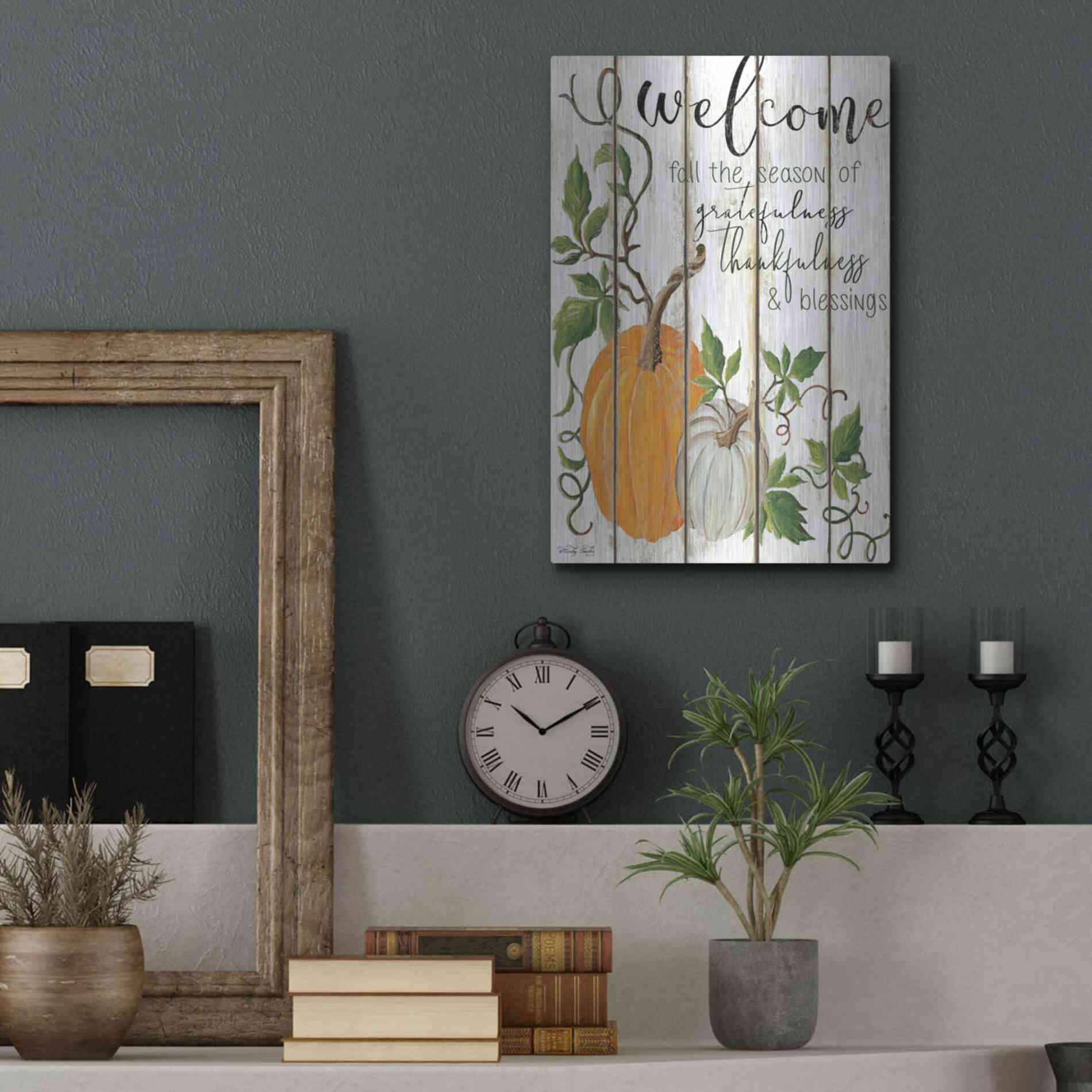 Luxe Metal Art 'Welcome Fall' by Cindy Jacobs, Metal Wall Art,12x16