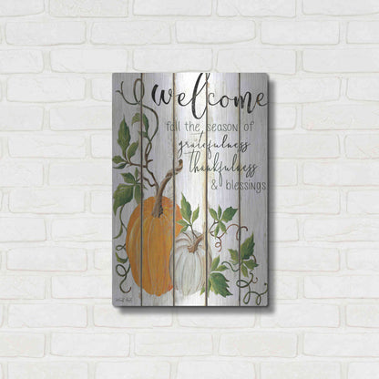 Luxe Metal Art 'Welcome Fall' by Cindy Jacobs, Metal Wall Art,16x24
