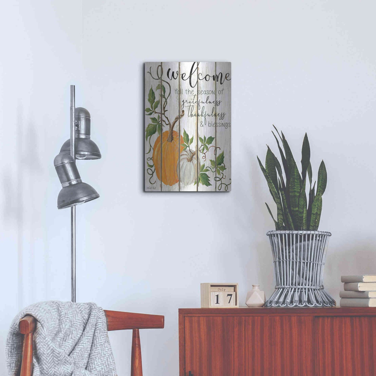 Luxe Metal Art 'Welcome Fall' by Cindy Jacobs, Metal Wall Art,16x24