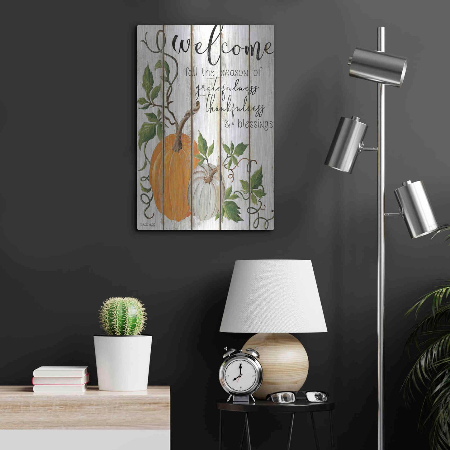 Luxe Metal Art 'Welcome Fall' by Cindy Jacobs, Metal Wall Art,16x24