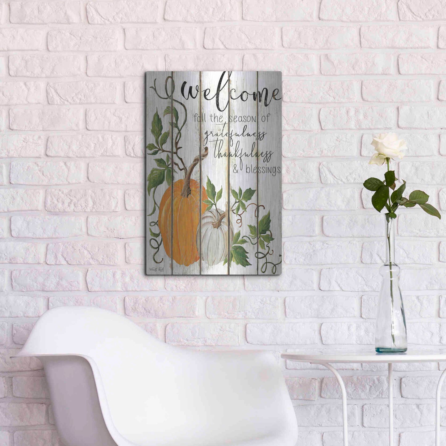 Luxe Metal Art 'Welcome Fall' by Cindy Jacobs, Metal Wall Art,16x24