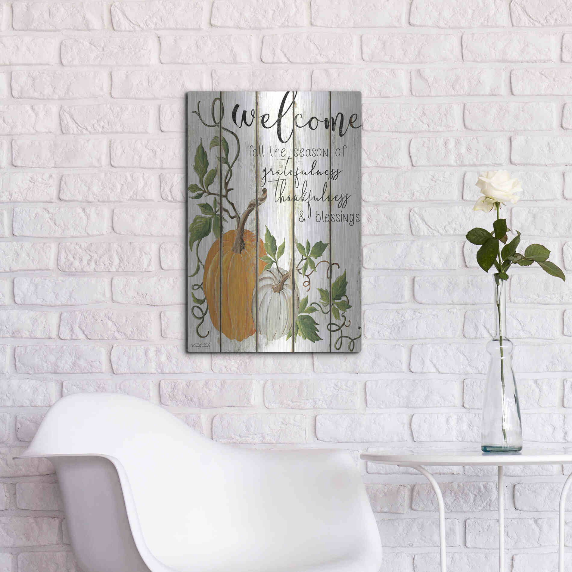 Luxe Metal Art 'Welcome Fall' by Cindy Jacobs, Metal Wall Art,16x24