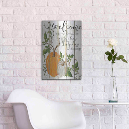 Luxe Metal Art 'Welcome Fall' by Cindy Jacobs, Metal Wall Art,16x24
