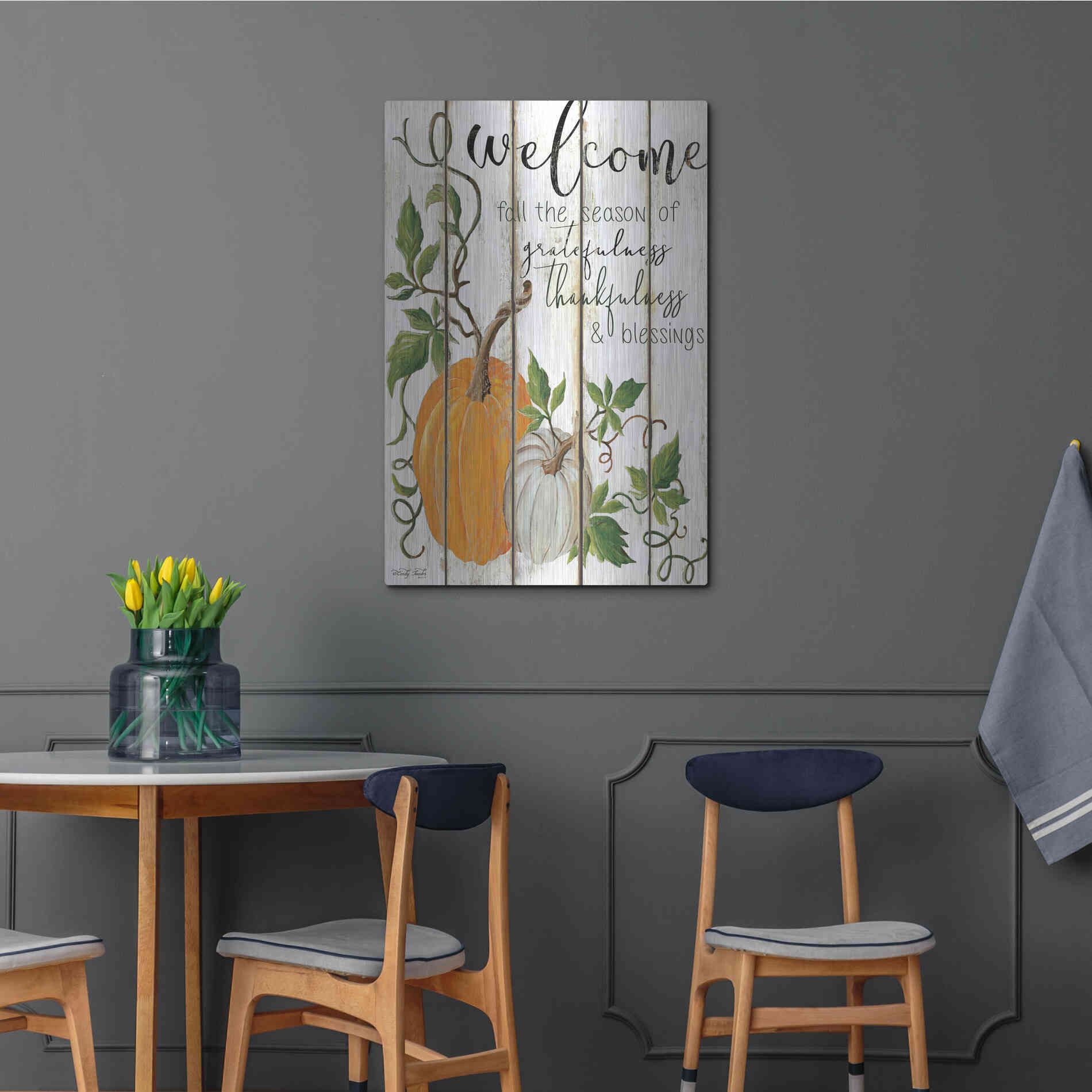 Luxe Metal Art 'Welcome Fall' by Cindy Jacobs, Metal Wall Art,24x36