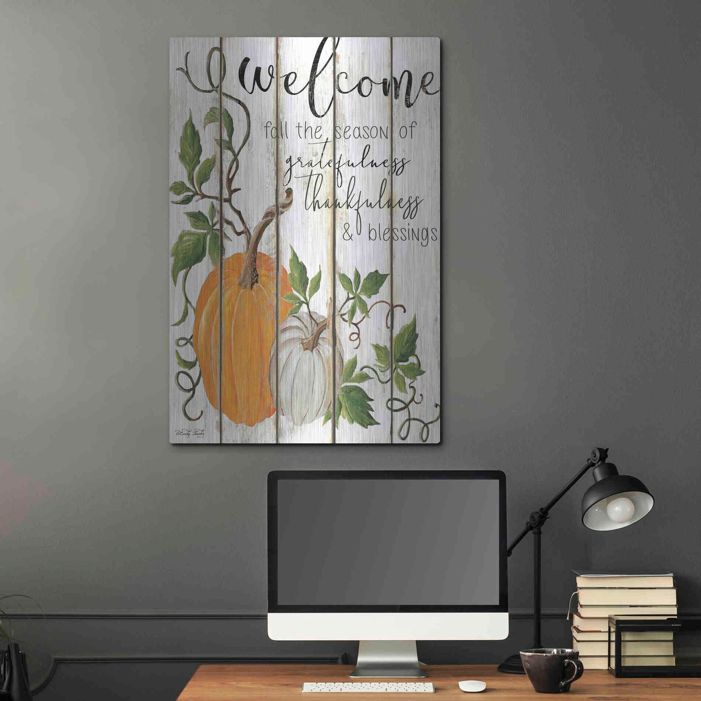Luxe Metal Art 'Welcome Fall' by Cindy Jacobs, Metal Wall Art,24x36