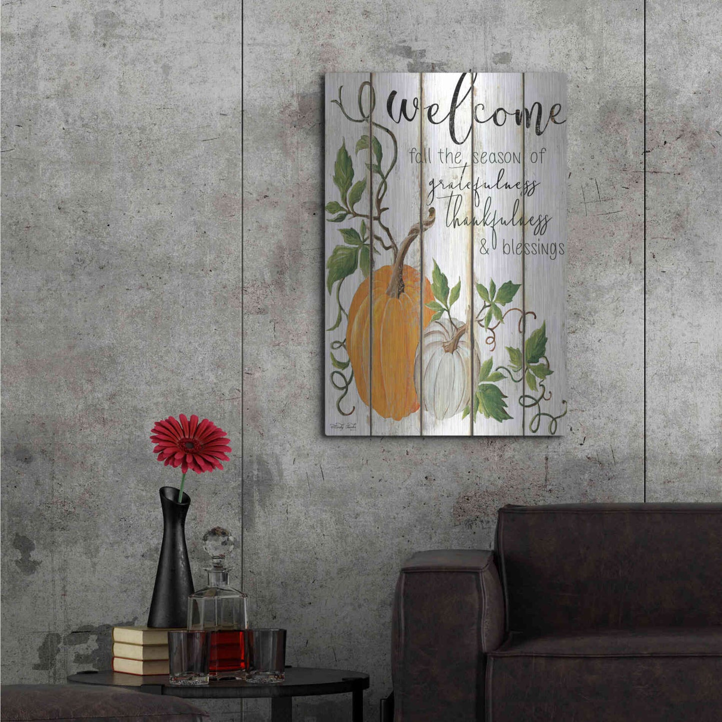 Luxe Metal Art 'Welcome Fall' by Cindy Jacobs, Metal Wall Art,24x36
